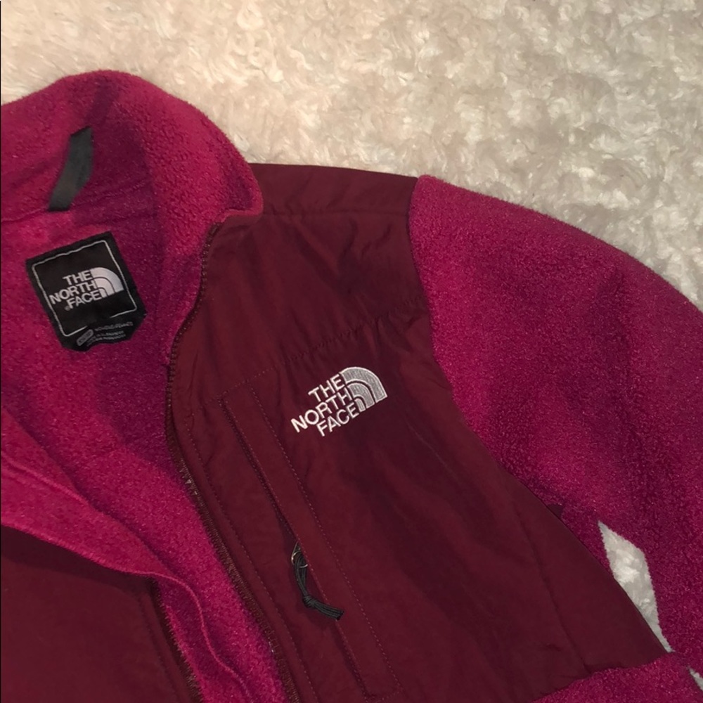 maroon north face jacket